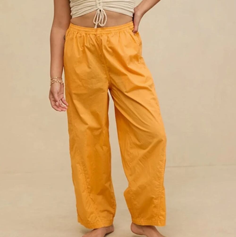 Aerie Orange Baggy Balloon Pants Lightweight Jogger Y2K Gorpcore Beach L Long